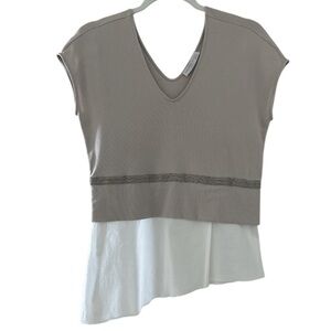 Fabiana Flippi Two-Tone V-Neck Asymmetric Women’s top